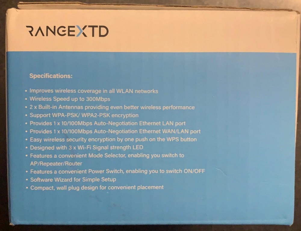 NEW Range XTD WiFi Range Extender 300 Mbps Access Point Router Repeater RangeXTD