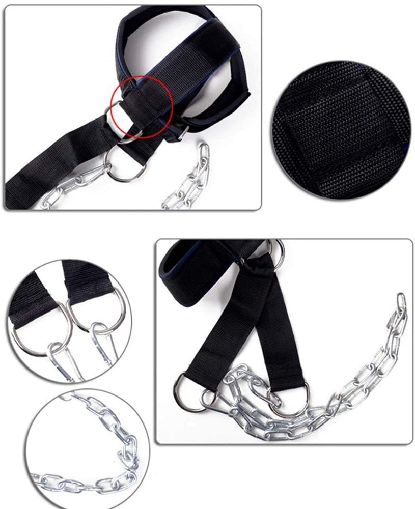 Neck Harness Trainer Weight Lifting Exercise Strap with Chain Strength Tool