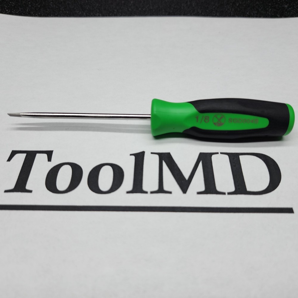 Snap-on Tools NEW GREEN 1/8" Flat Head Soft Grip Mini-Tip Screwdriver SGD304B