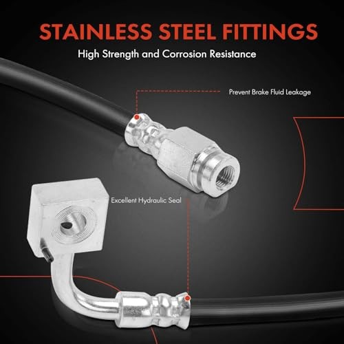 Front Driver and Passenger Side Brake Hydraulic Hose Compatible with Dodge