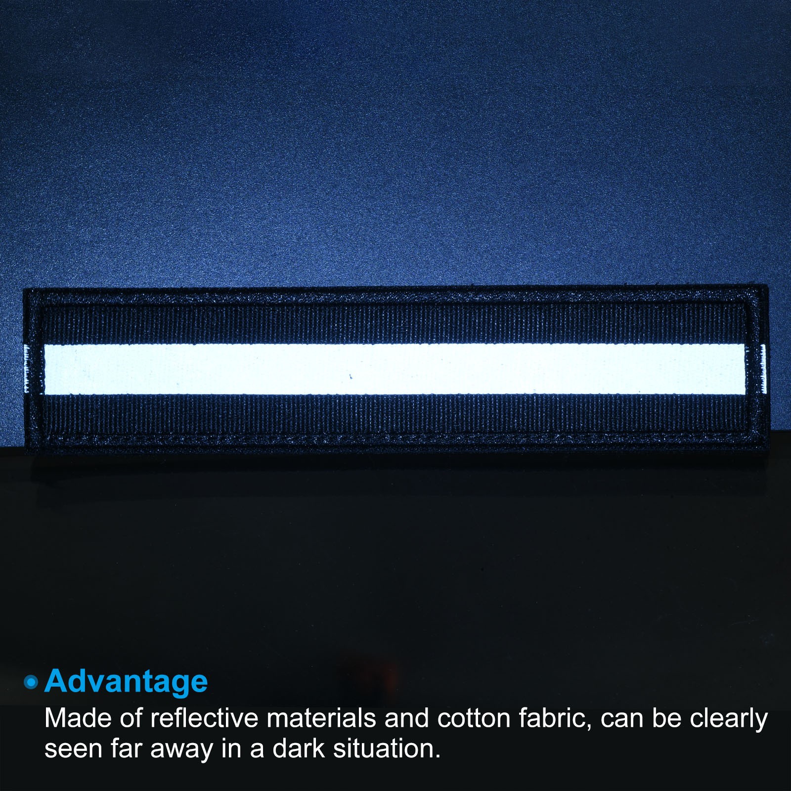 2 x Reflective Patch 1x6" Hook and Loop Fastener Safety Appliques Black