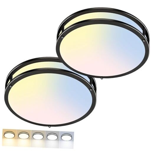 2Pack 10Inch LED Flush Mount Ceiling Lights, Dimmable 3000K 10"-2Pack Black
