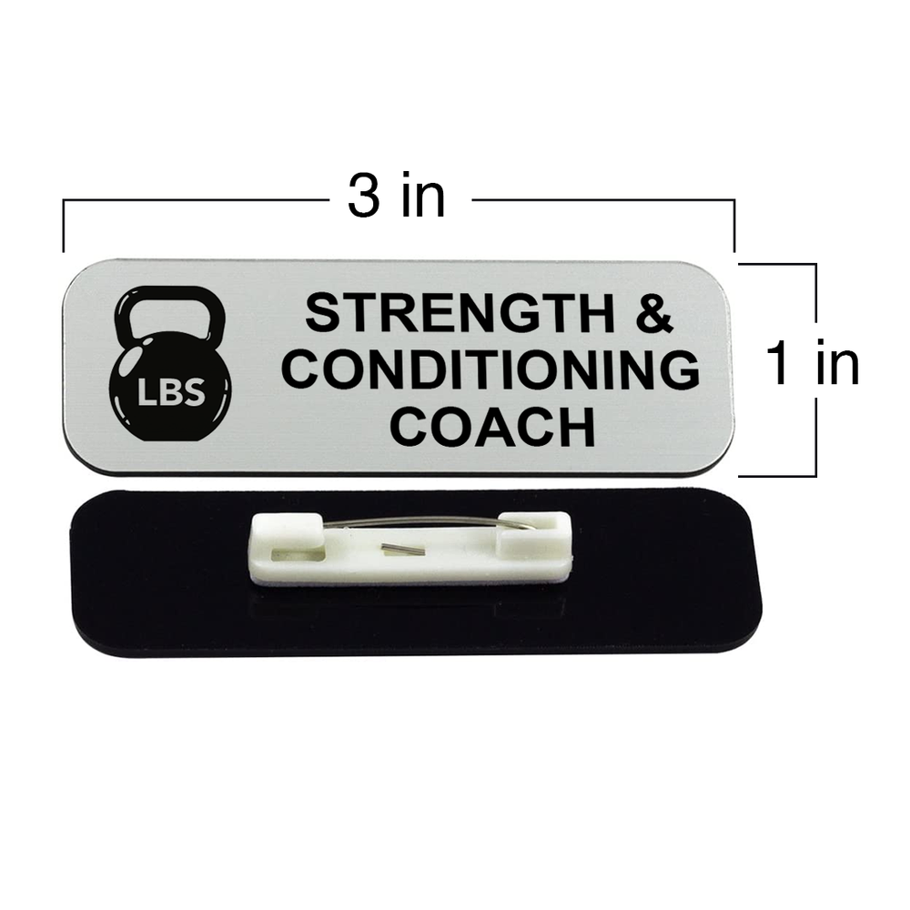 Strength & Conditioning Coach 1 x 3" Name Tag/Badge, (3 Pack)