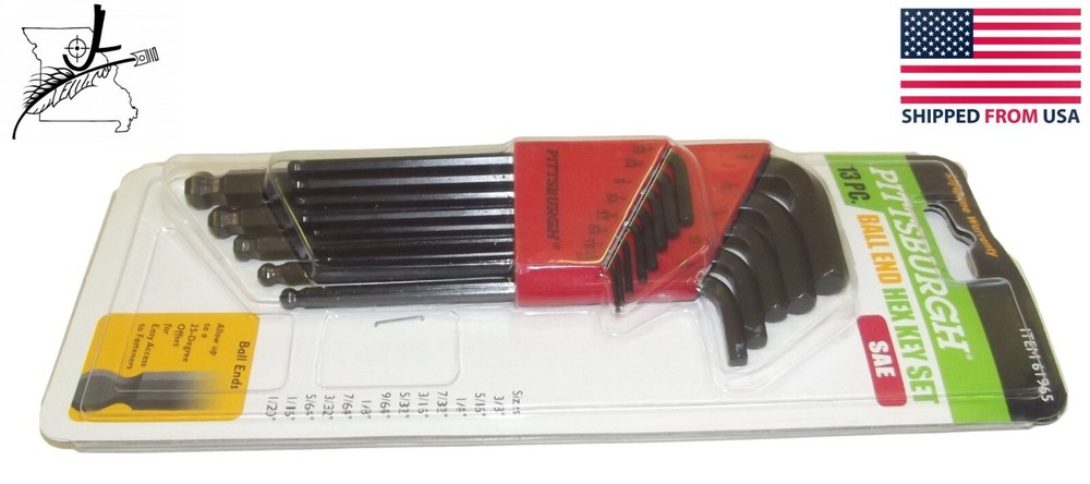 Pitteburgh 13 Piece SAE Allen Wrench Set Ball End Hex Key