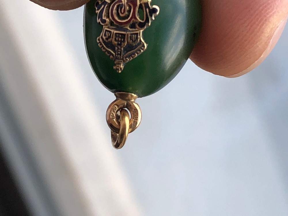 Faberge nephrite egg shape pendant