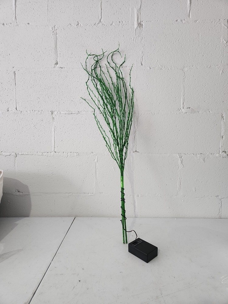 Bethleham Light Green Glitter Sprig With Led Light Timer Twinkle Battery Powered