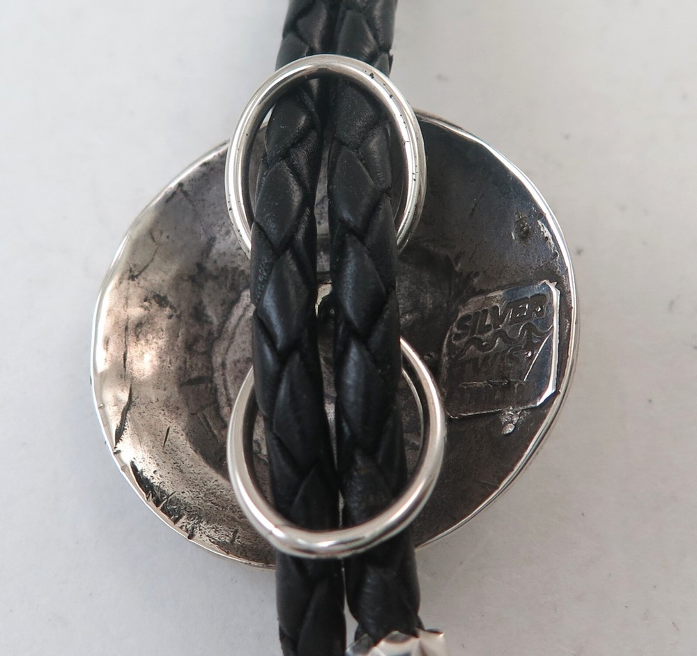 Unique Round Solid Sterling Silver Relief DRAGON Southwestern Bolo Tie
