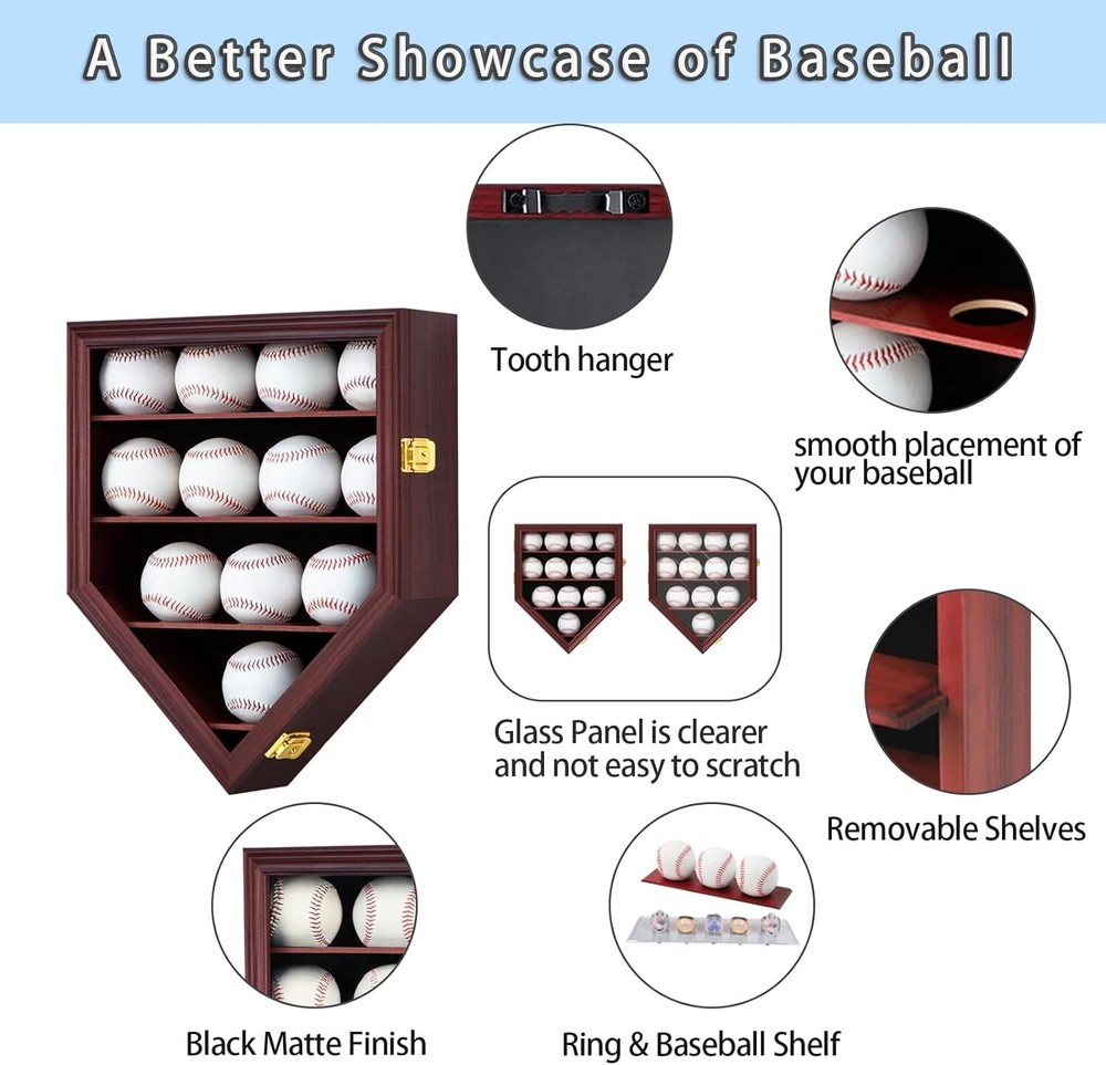 Baseball Display Case 12 Baseball Holders Balls Display Baseball Display Wall