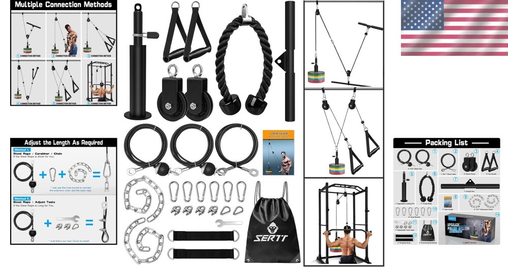 Versatile Weight Cable Pulley System - 149.69 kg Capacity with DIY Components