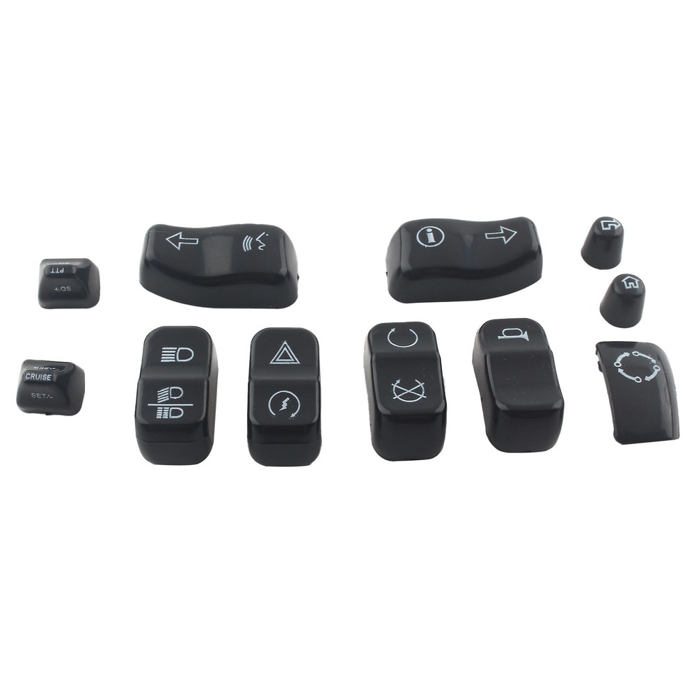 11pcs Hand Control Switch Cover Housing Button Cap Set For Harley Touring Black