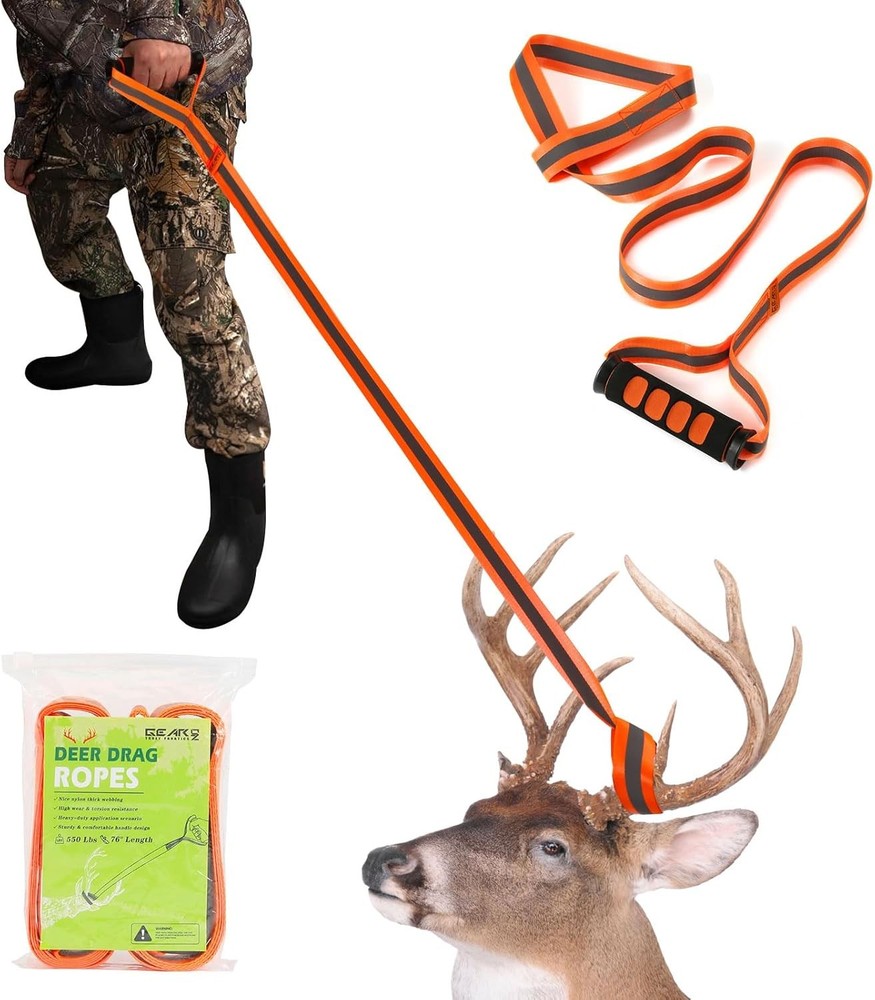 Deer Drag Ropes with Harness, 2PCS Durable Hunting Pull Strap 76"...