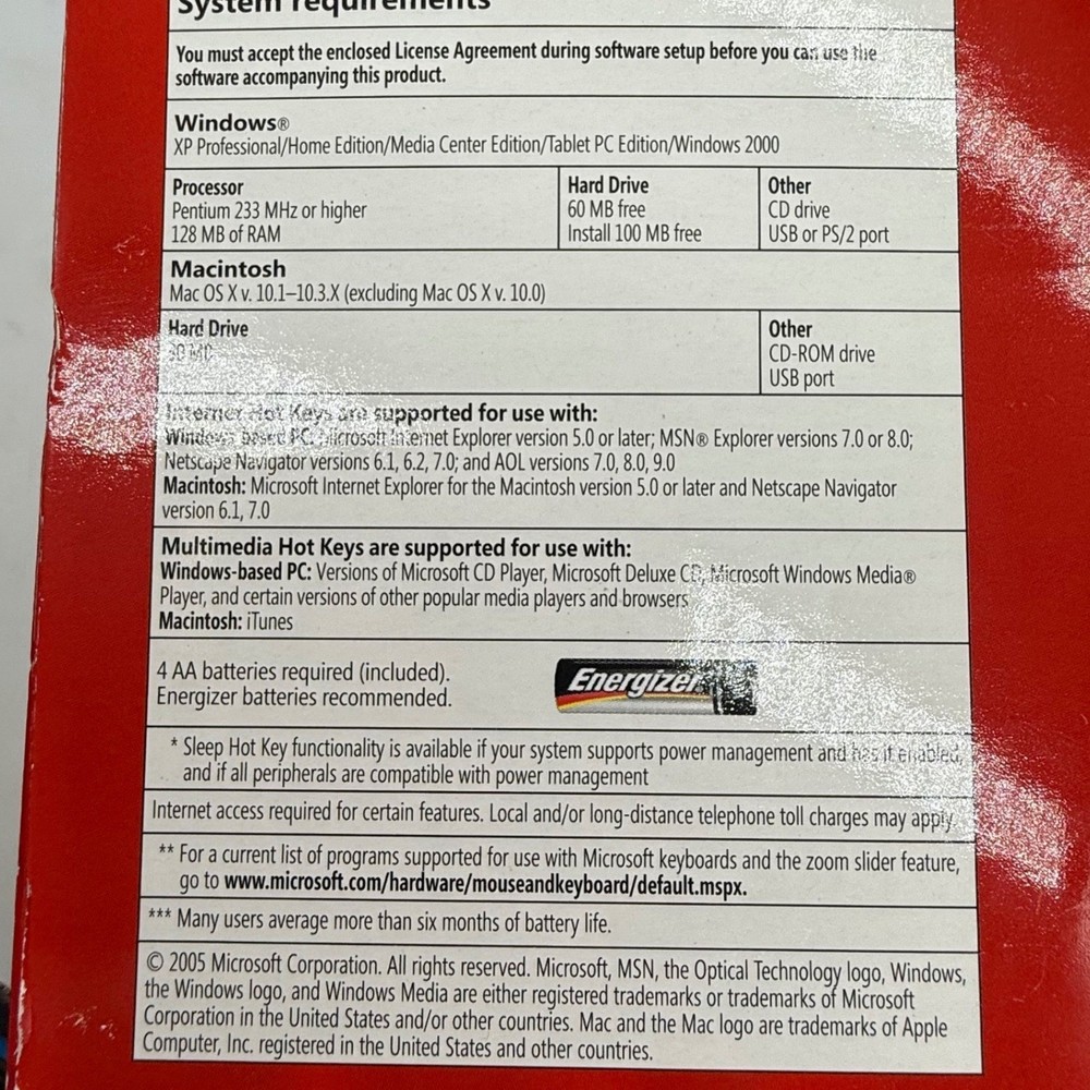 Microsoft Wireless Optical Desktop 4000 Keyboard and Mouse Set New in Box