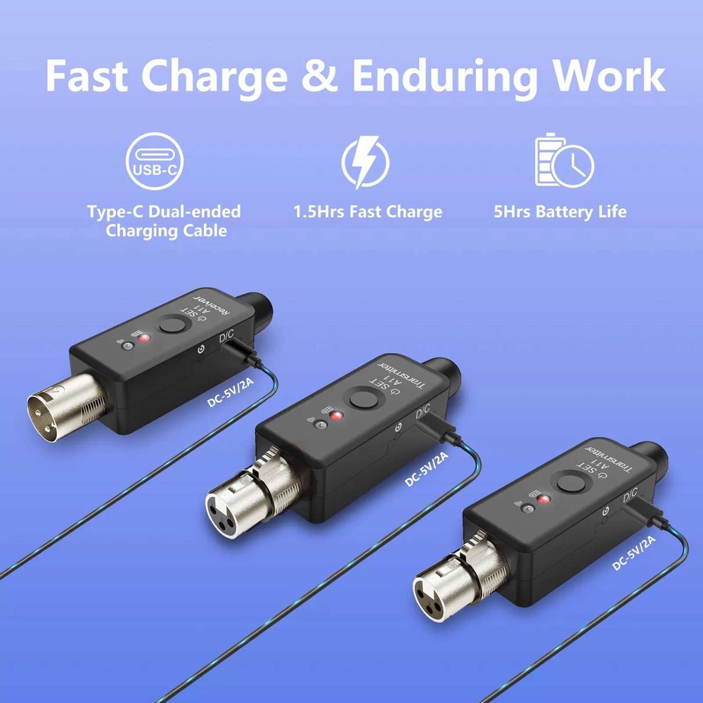 Professional XLR Wireless Microphone Transmitter&Receiver For Multiple Scenarios