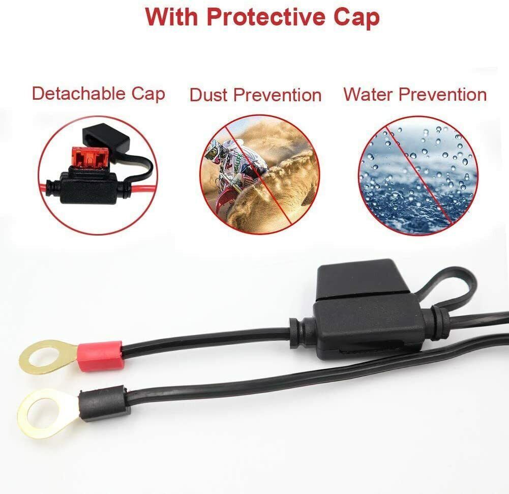 SAE 2Pin Ring Terminal Battery Cord Tender Cable Harness Wire Plug Quick Connect