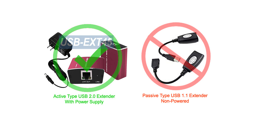 Premium USB 2.0 Range Extender 5V Powered Max 330FT Over RJ45 Cat5 Cat6 Cable
