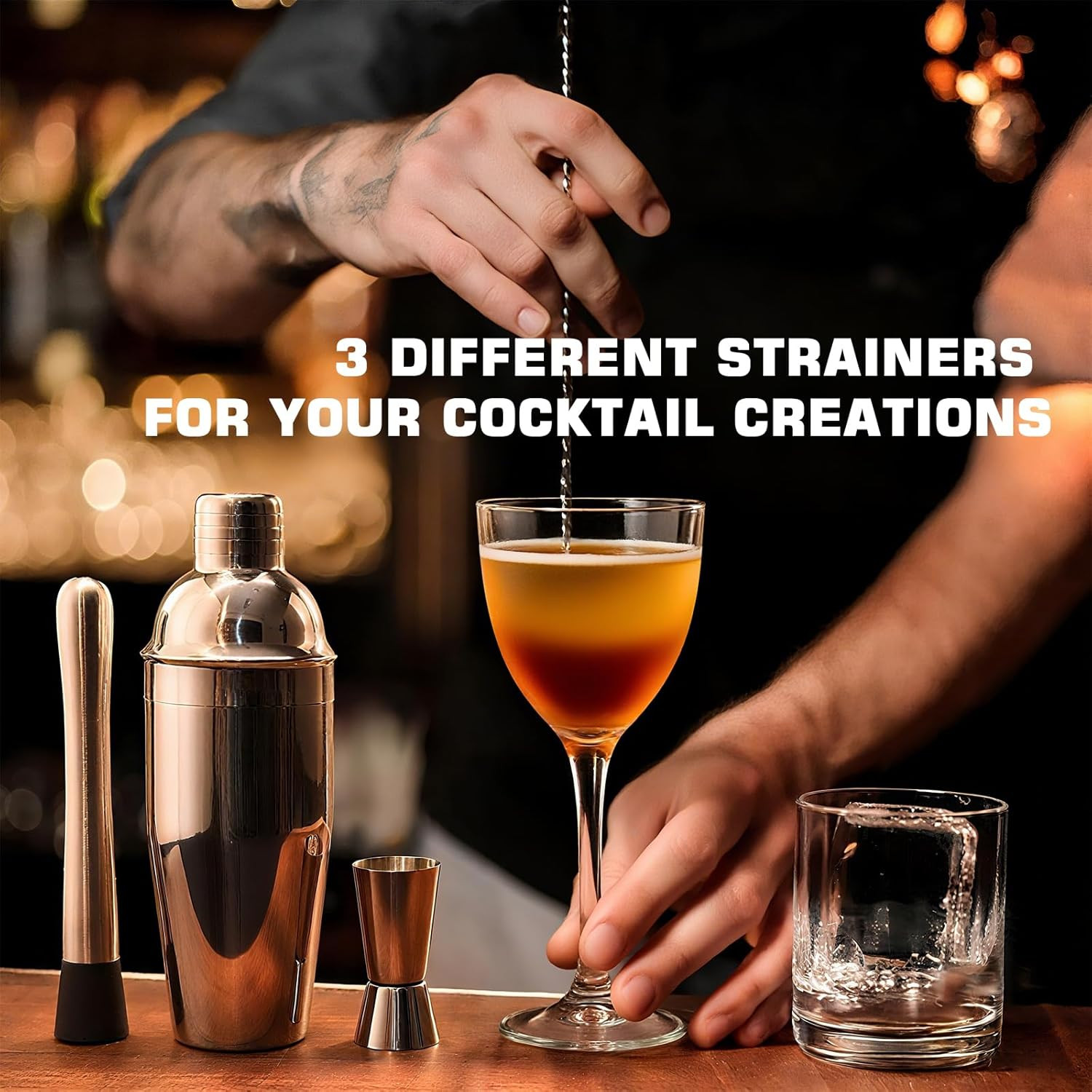 18-Piece Professional Cocktail Shaker Set and Bartender Kit with Stand, Stainles