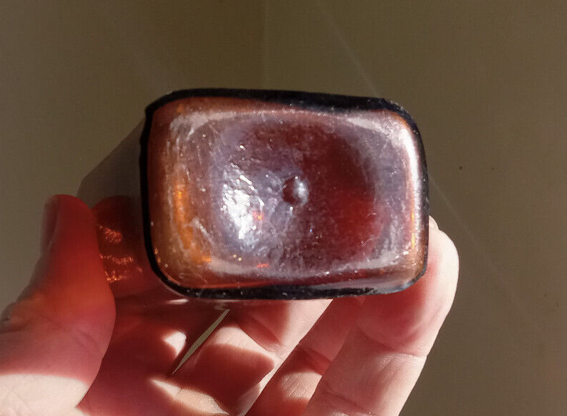 1880s PRIVY DUG HAND BLOWN RECTANGULAR SNUFF BOTTLE NICE