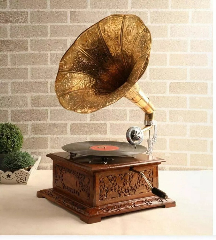 Handmade Gramophone Antique Fully Functional Working Phonograph Win-Up Record