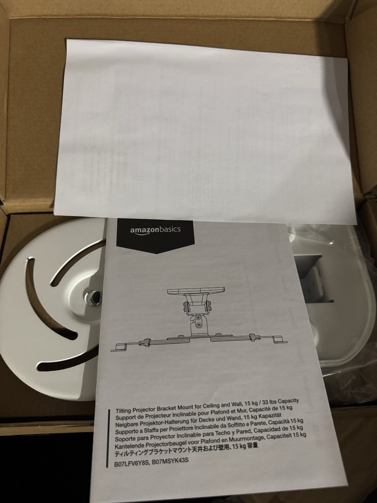 Amazon Basics Tilting Projector Bracket Mount for Ceiling and Wall 15 kg / 33lb