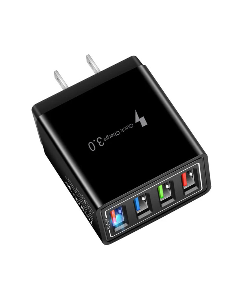 Quick Charger Wall Plug Block Cube USB 4 Ports Portable