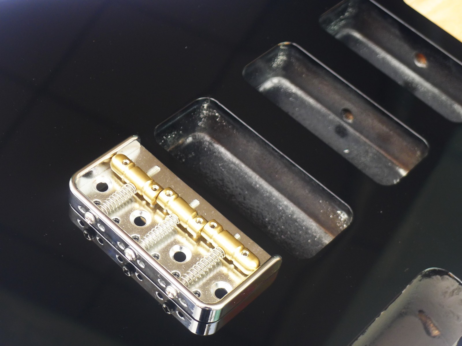 Tele Style Guitar Body 3pcs Alder Black Fit 3pcs P90 With Half Bridge ≦4.8Lbs