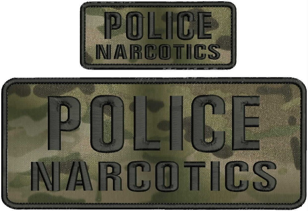 Police narcotics Embroidery Patch 4x10 & 2x5 hook on back  black  letters