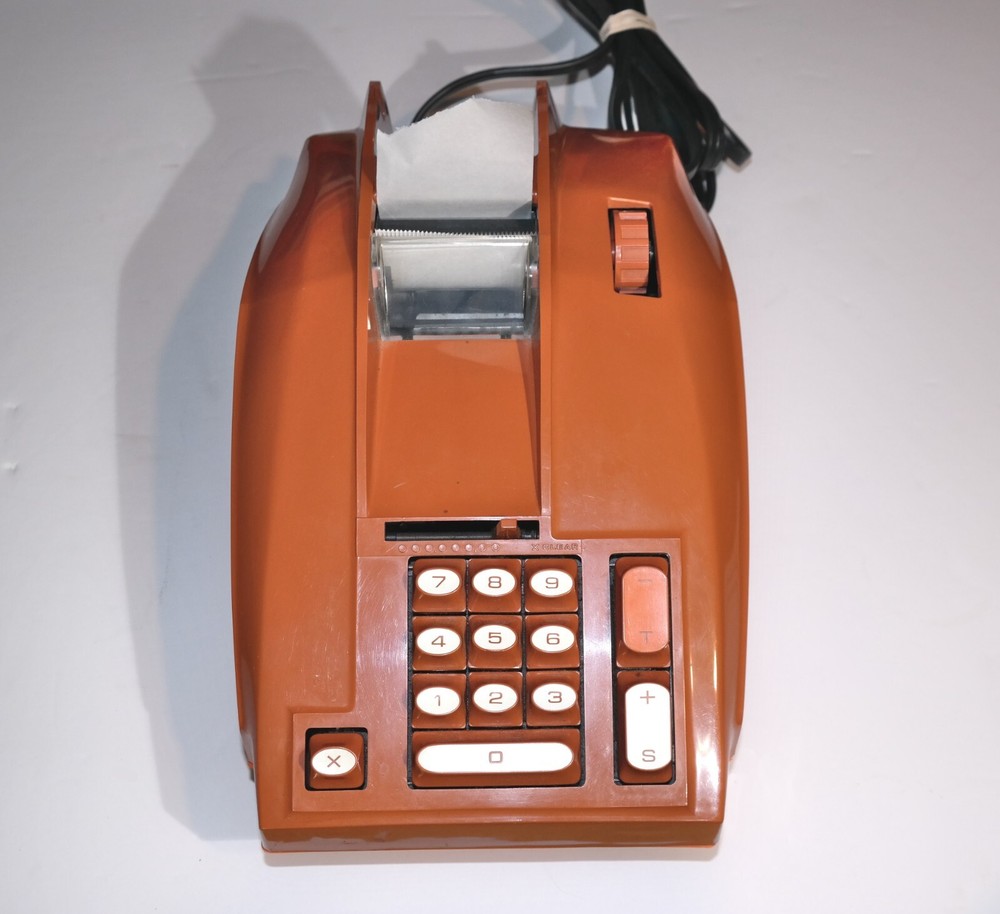 Vintage Sears Adding Machine Model 888.58801 Burnt Orange W/ Case