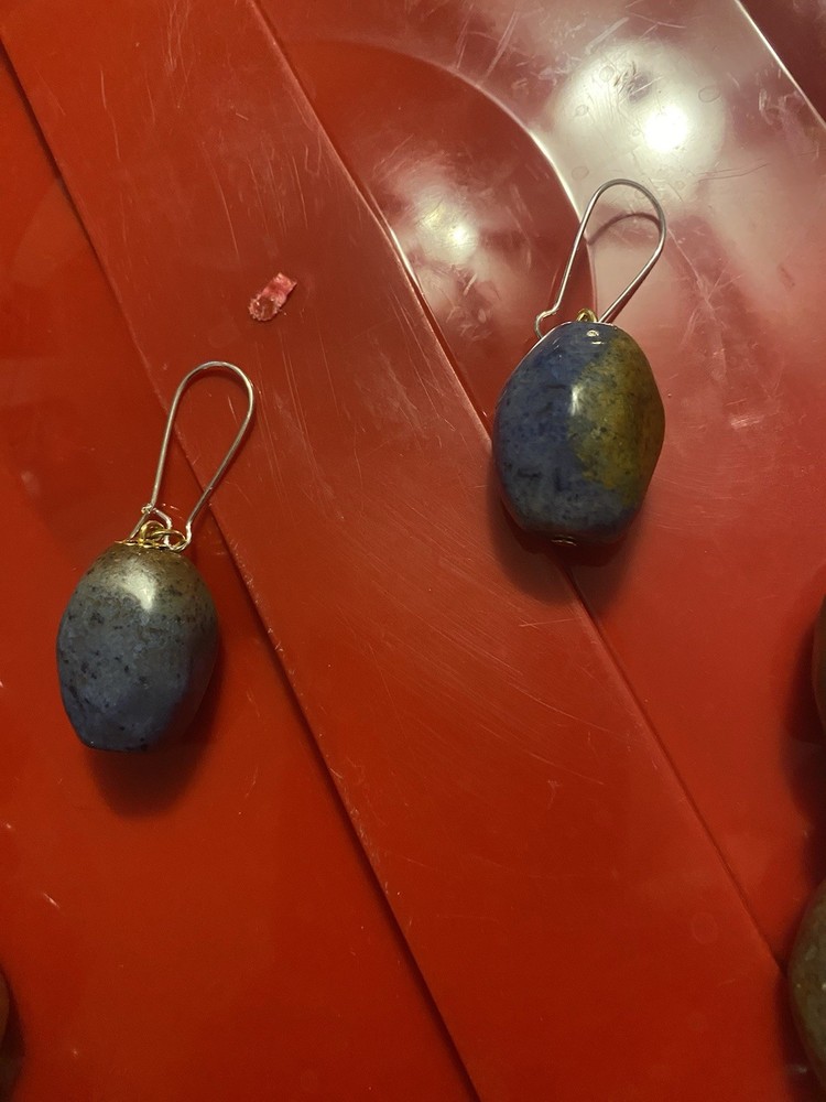 Stunning Artisan Made Lapis Stone Dangle Earrings
