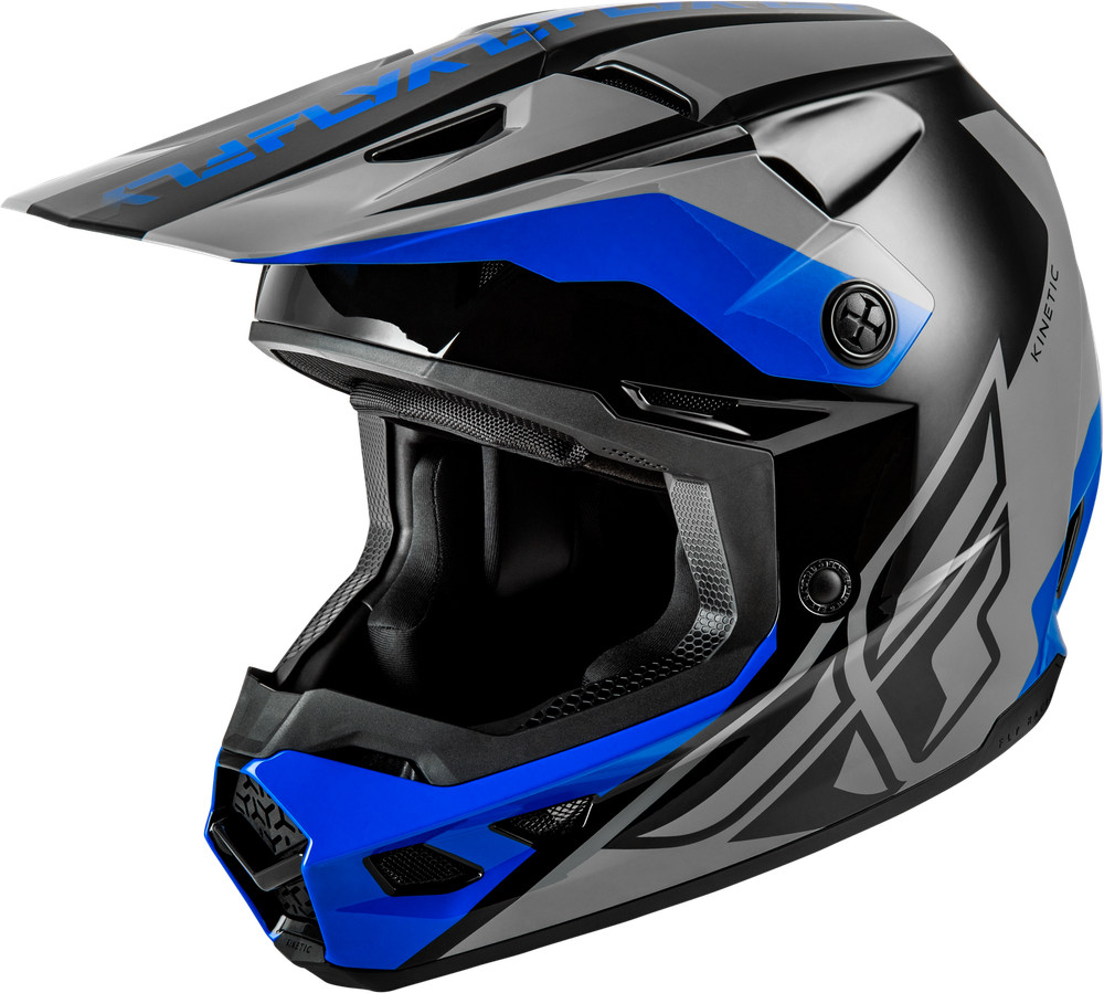 Kinetic Crest Helmet Grey/Black/Blue Fits Xl