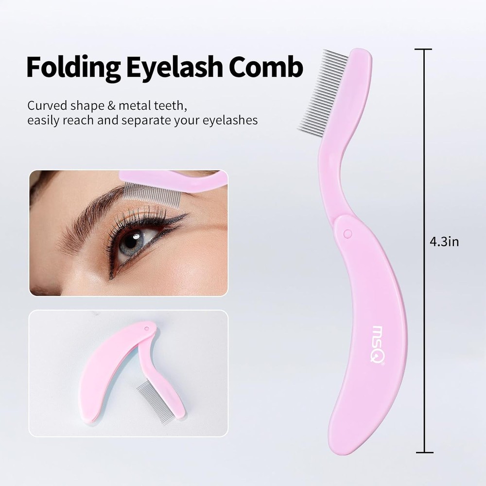 Eyelash Comb MSQ Separator Tool Folding Pink