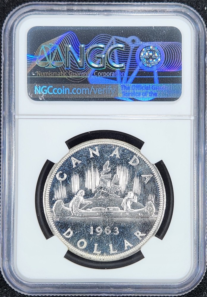 Prooflike Silver 1963 Canada $1 Dollar | NGC PL65
