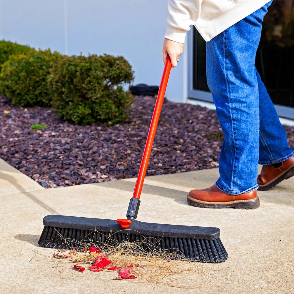 Libman 24in. Smooth Surface Push Broom, 60in.L Handle, Model# 801