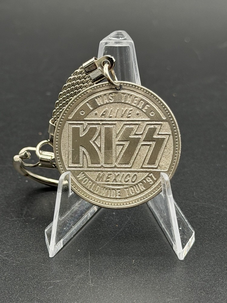 RARE 1997 KISS Alive Worldwide Tour Mexico Etched Coin Keychain - "I Was There"