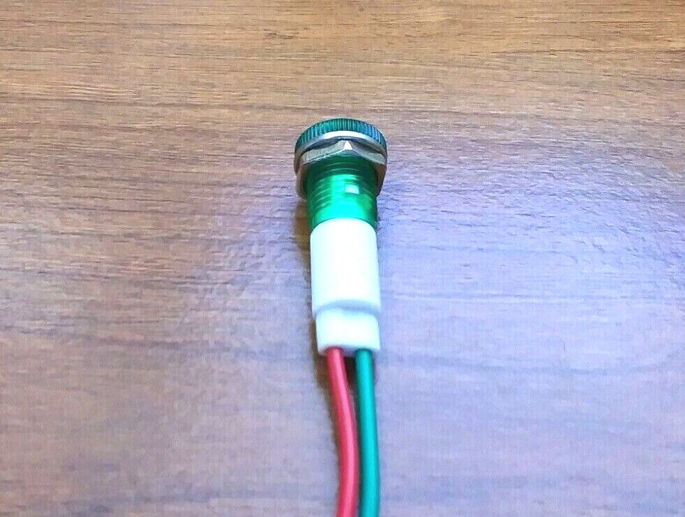 BBT 12 volt DC Waterproof Low-Profile Green LED Indicator Light