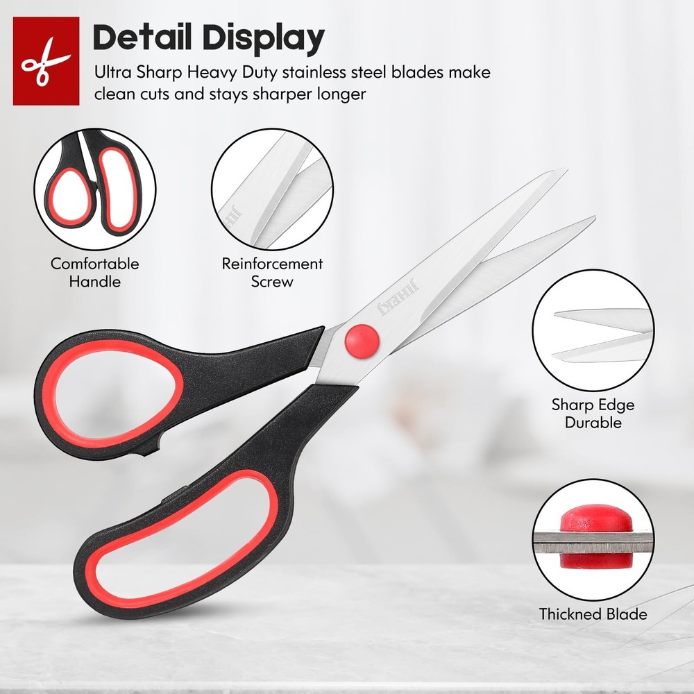 Scissors Bulk black 6-Pack, All Purpose Scissors Stainless Steel Sharp Scisso...