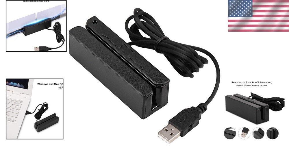 Versatile 3-Track USB Credit Card Reader - Windows & Mac Compatible Solution