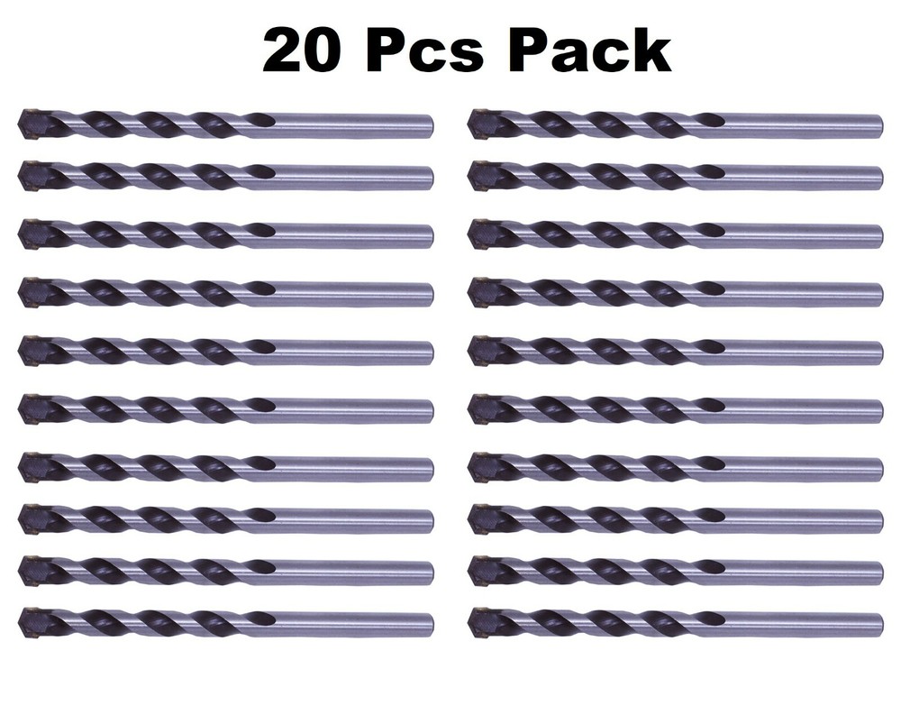 20Pcs 1/8" Masonry Drill Bit Set Carbide tip Black/White Stone Bricks Concrete