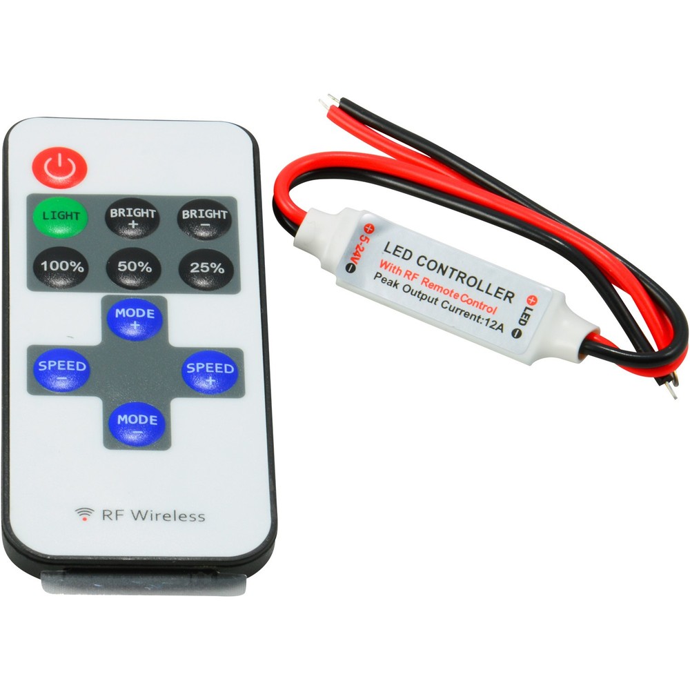 Mini RF Wireless Controller + Dimmer for Single Color LED Strip Light DC 12V 6A