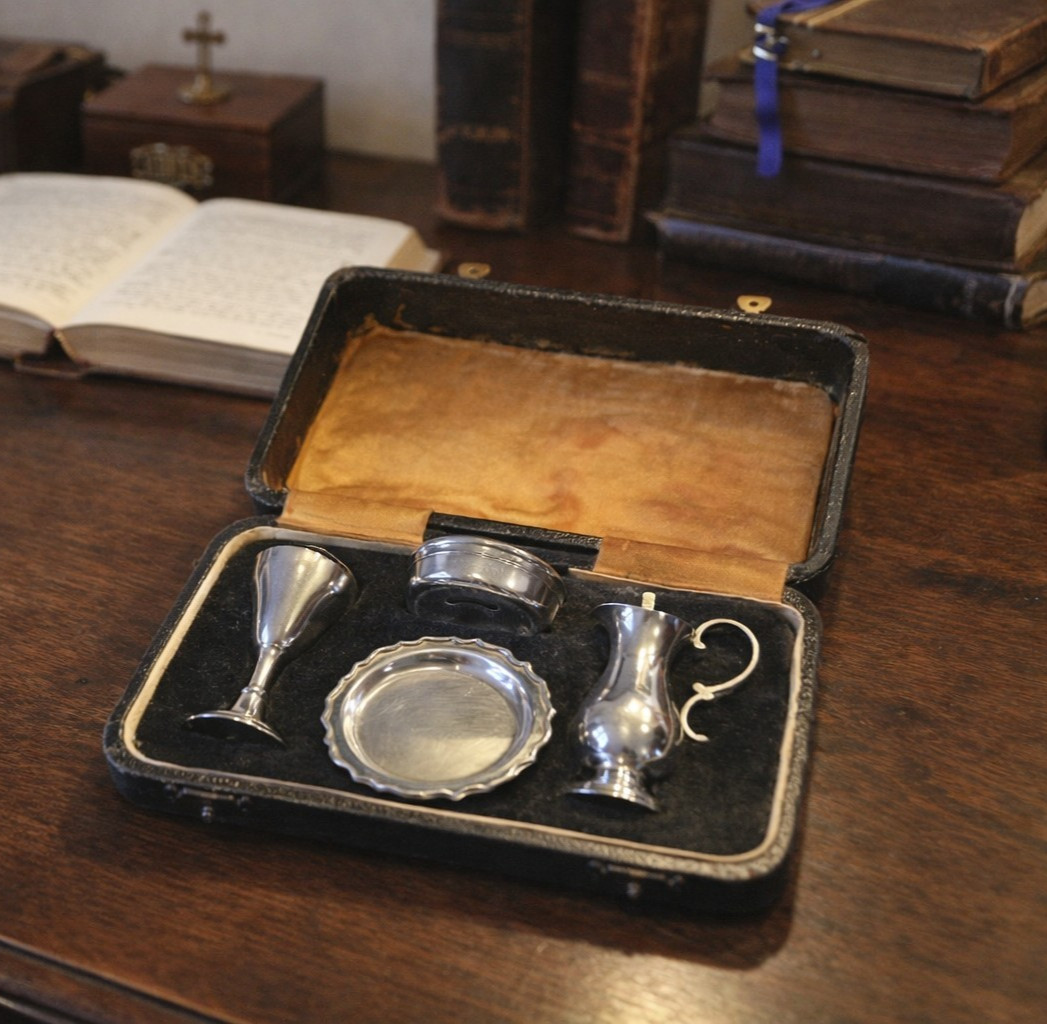 Antique Solid Silver Travelling Communion Set Sheffield 1936 125g Ecclesiastical