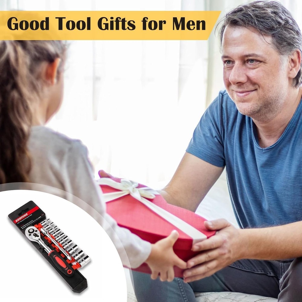 Durable Chrome Vanadium 12pc Mini Ratchet Socket Set, Organized & Ready to Use