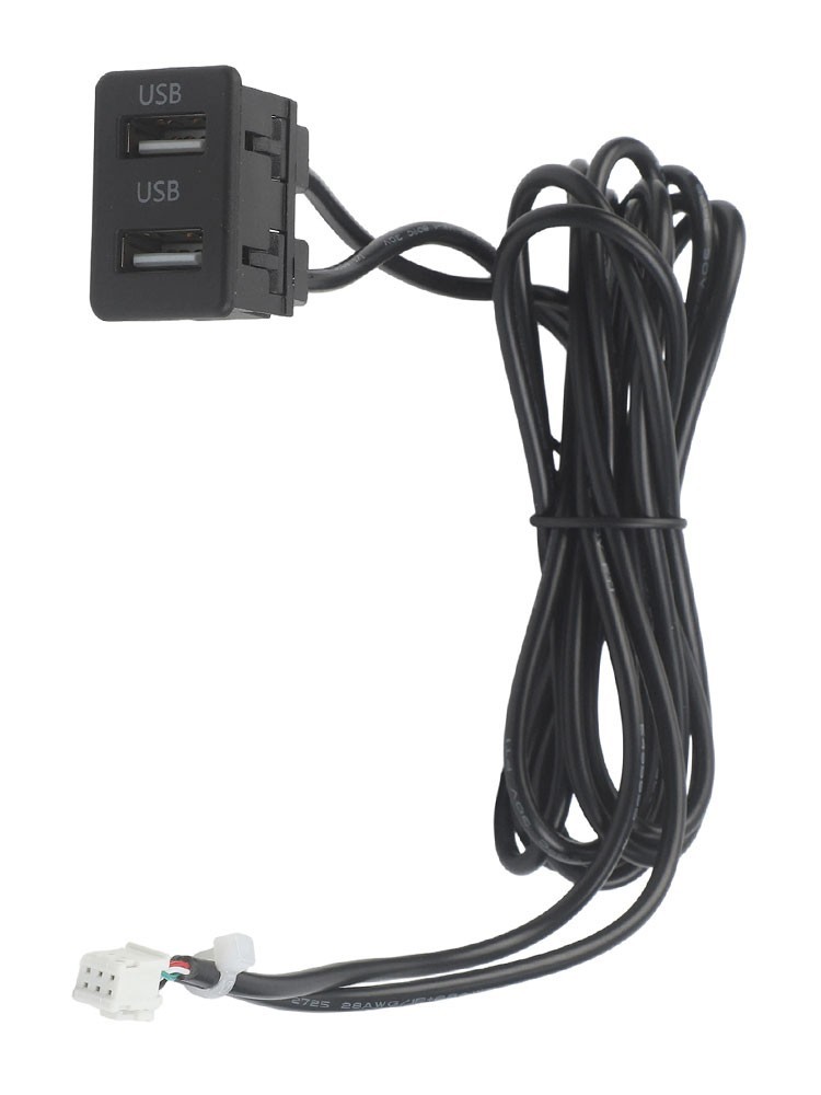 Car Navigation 6 Pin to USB Panel Dual USB Port with Audio Input Cable