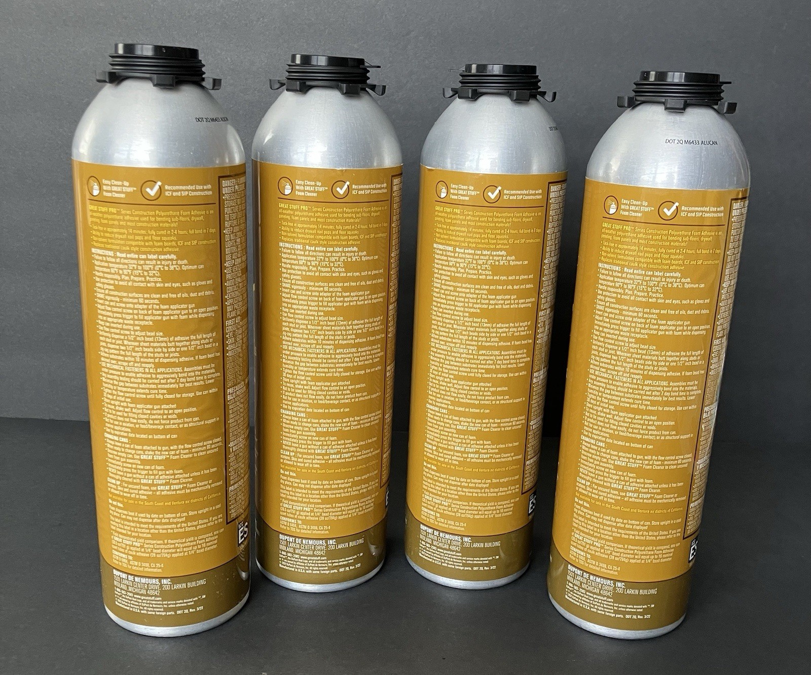 4 Pack Great Stuff PRO Construction Adhesive 343087 26.5oz Cream Heavy Duty Foam