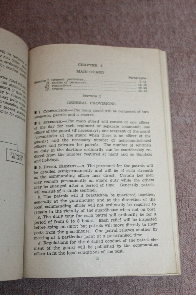 Original WW2 U.S. War Department "Interior Guard Duty'' Book, 1942 dated