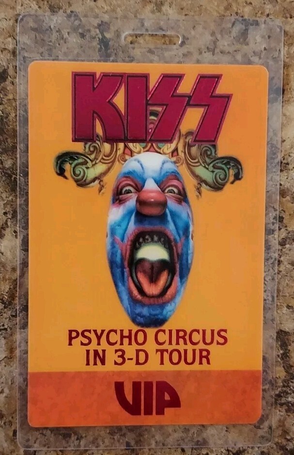 Kiss Psycho Circus  3-D Tour Vintage 1998 FOIL Laminated Backstage Pass VIP