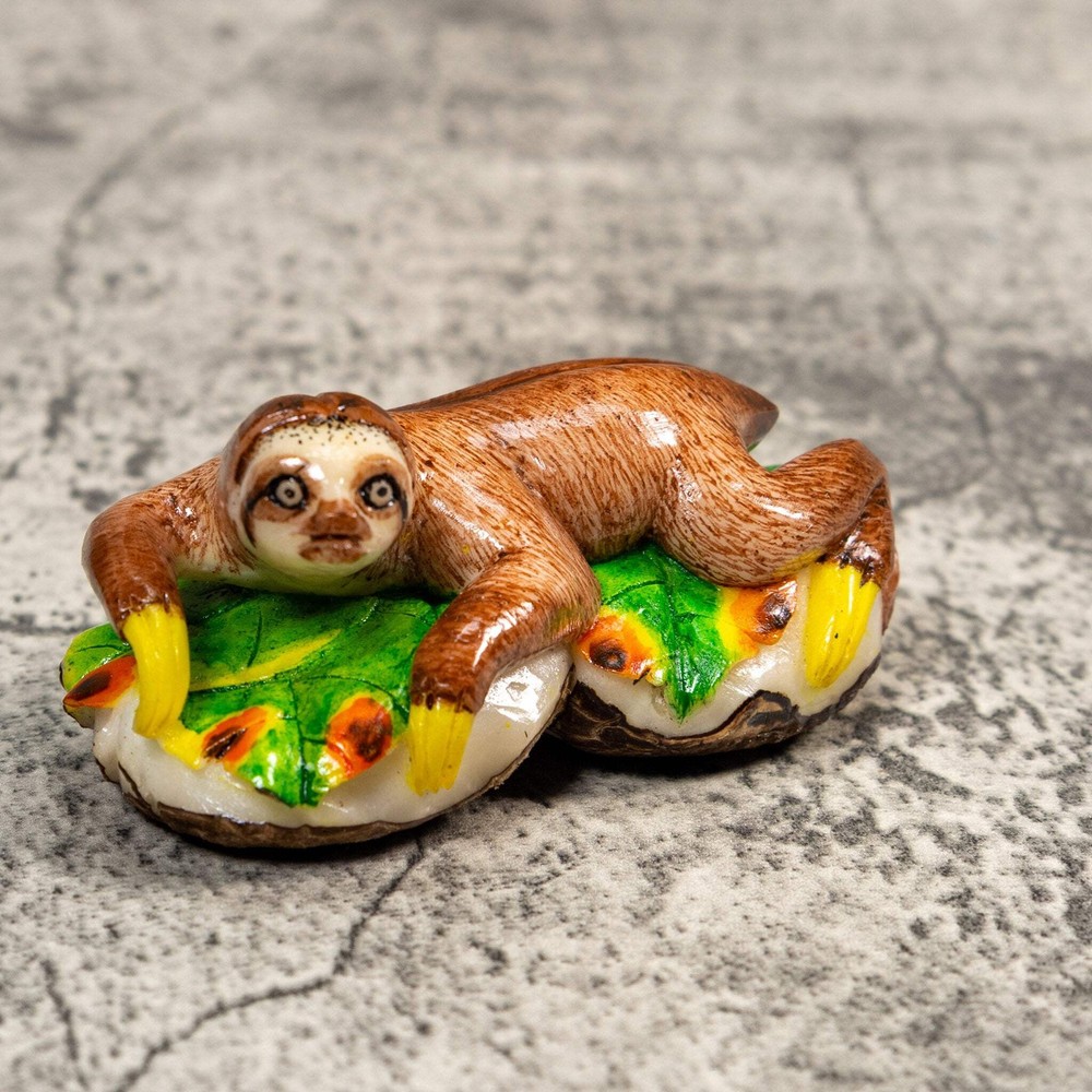 Double Nut Sloth Tagua Carving