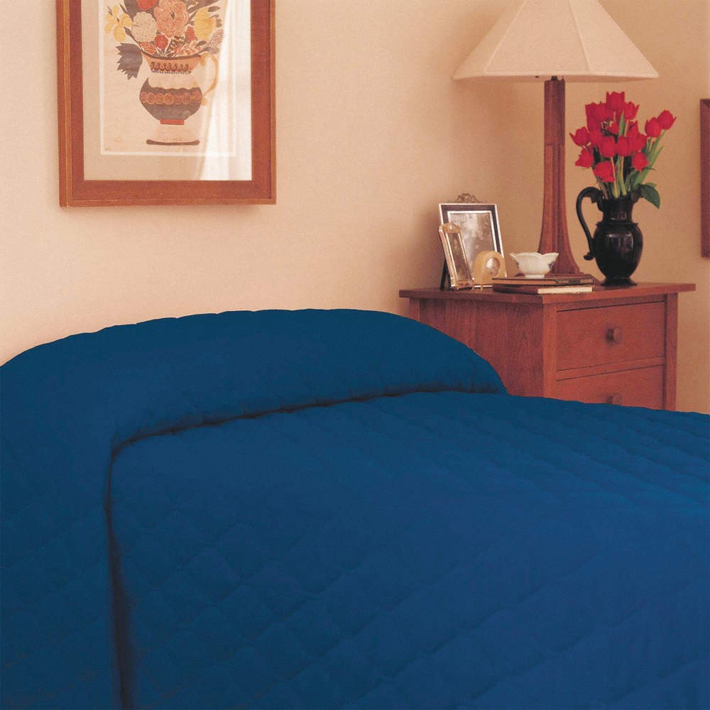 MARTEX Bedspread,116 in L,Navy 30AD01