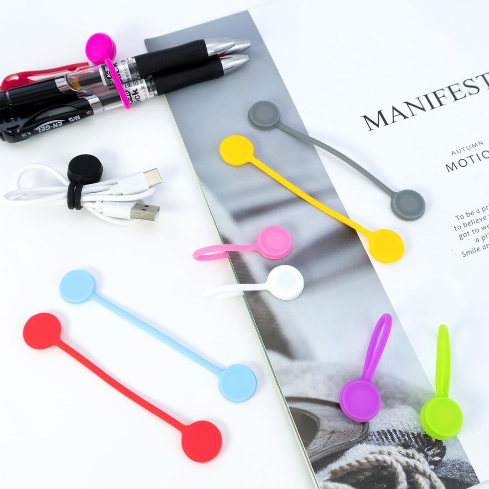 Quacc 10 PCS Reusable Magnetic Cable Ties Multicolor