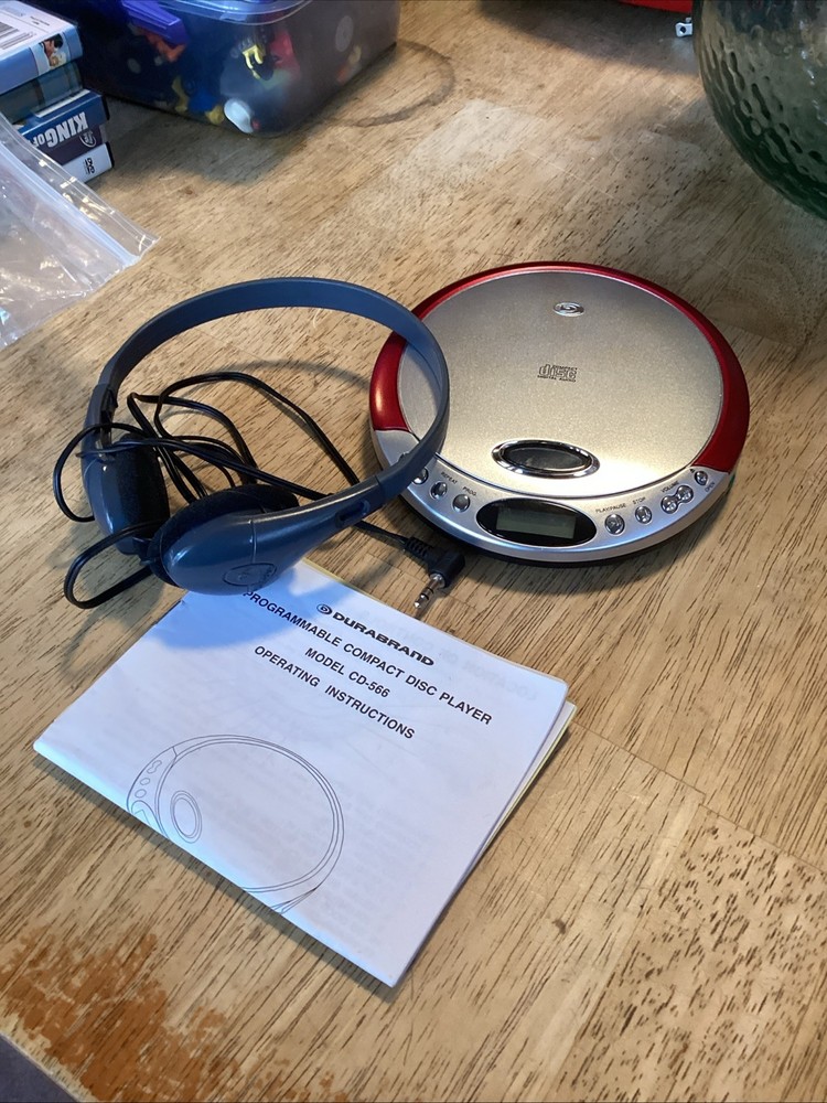 Durabrand CD-566 Portable CD Player Red Silver Tested Compact Disc Digital Audio