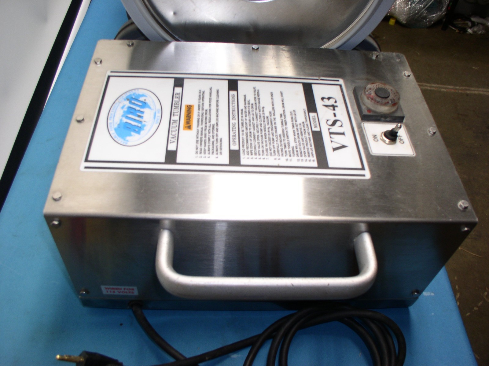 BIRO VTS 43 VACUUM TWIN 20 LB TUMBLER MEAT MARINATOR w/ PUMP 115V VERY CLEAN