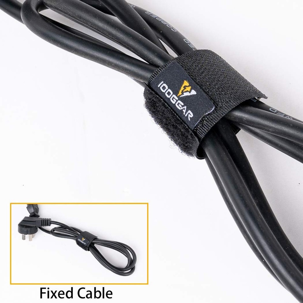 IDOGEAR Tactical Hook Loop Reusable Straps Black - 2 Small + 2 Medium 4 pcs